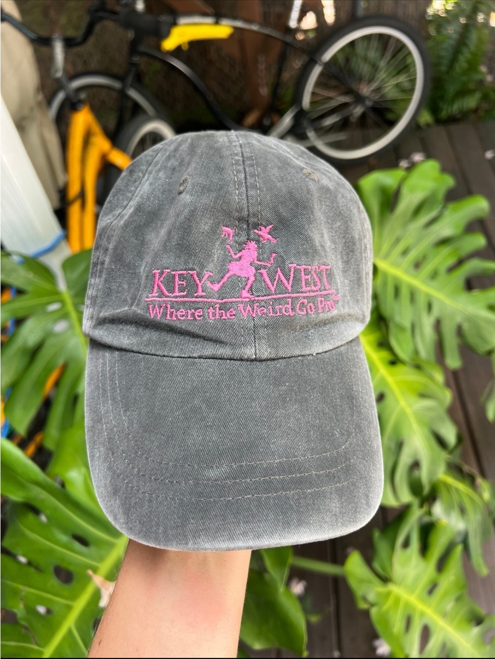 Key West Baseball Cap - Deadstock Vintage Key West- Gray with Pink Embroidery